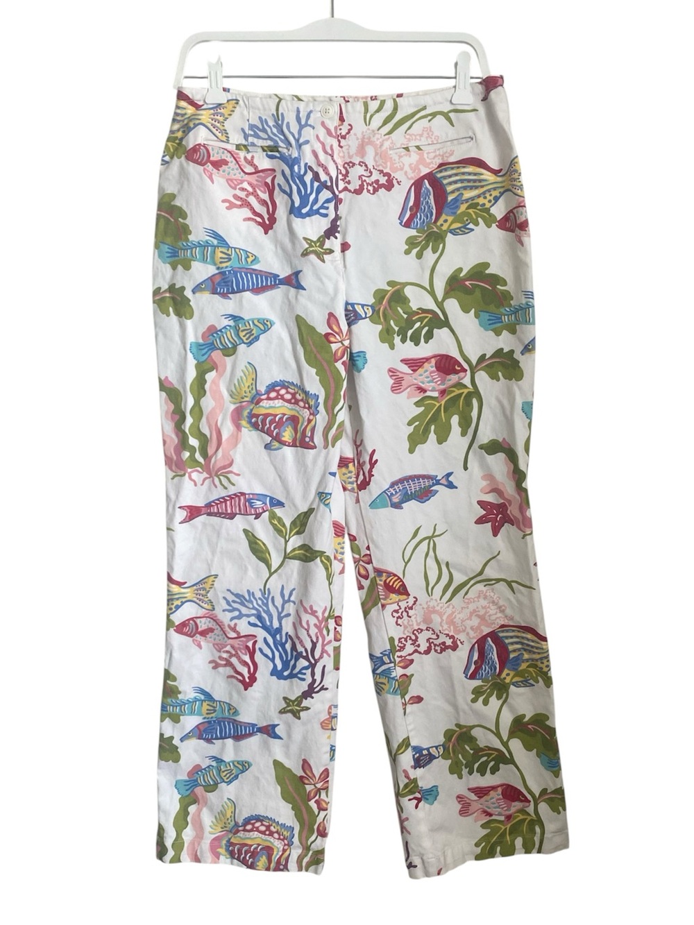 Talbots Tropical Fish Print Novelty Coastal Straight leg Stretch Pant